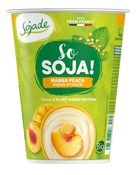Jogurt Sojowy Mango-Brzoskwinia Bezglutenowy 400g - Sojade