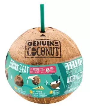 KOKOS ze słomką ekologiczny GENUINE COCONUT (0,75 kg) - BIO