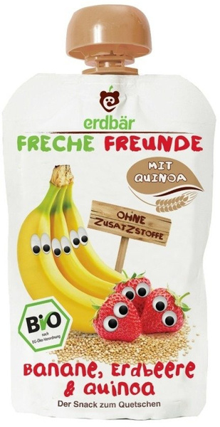 Mus Do Wyciskania Banan-Truskawka-Quinoa 100g EKO Erdbar Dla Dzieci