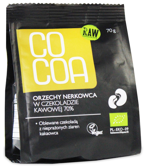 Orzechy Nerkowca w Surowej Czekoladzie Kawowej 70g - COCOA EKO