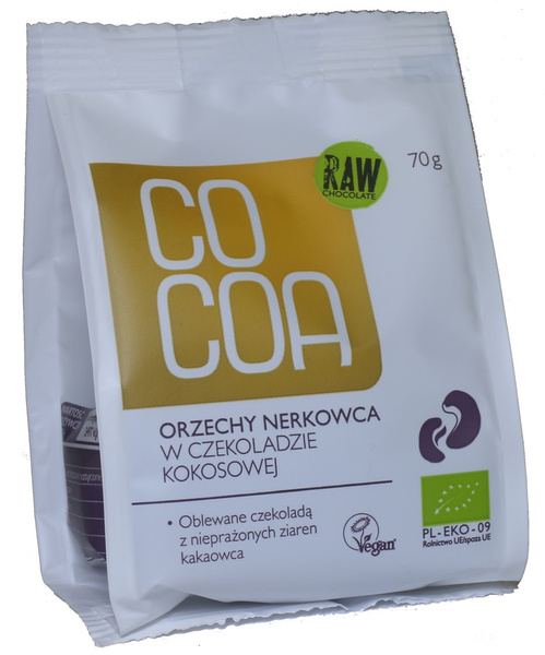 Orzechy Nerkowca w Surowej Czekoladzie Kokosowej 70g - COCOA EKO