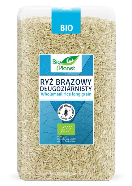 Ryż Brązowy Długoziarnisty 1kg - Bio Planet - EKO
